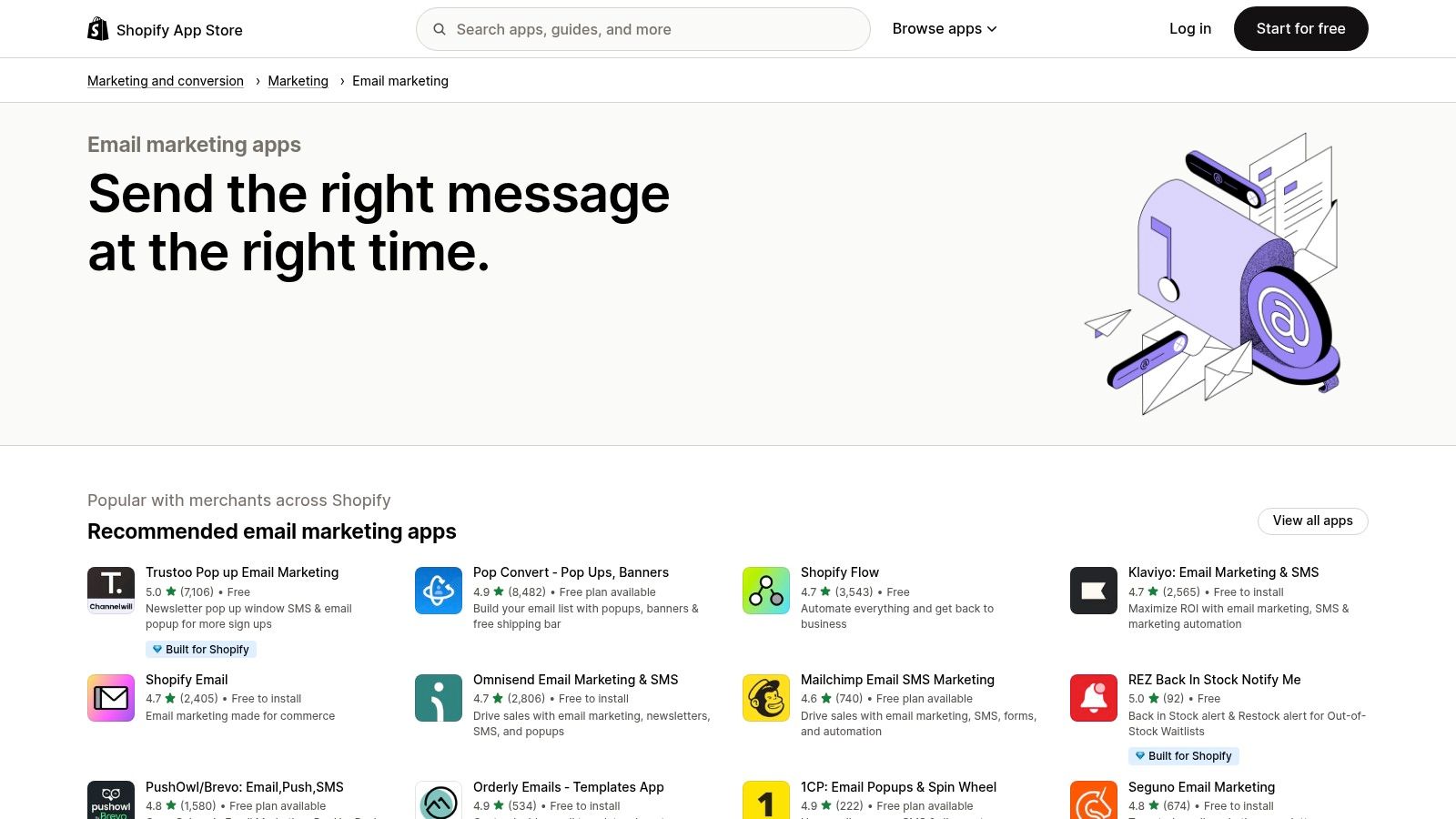 Shopify App Store - Email Marketing category