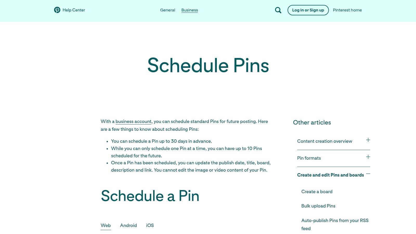 Pinterest (native scheduler)