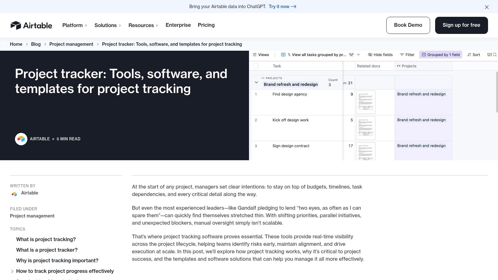 Airtable Templates and Guides (Project Tracker)