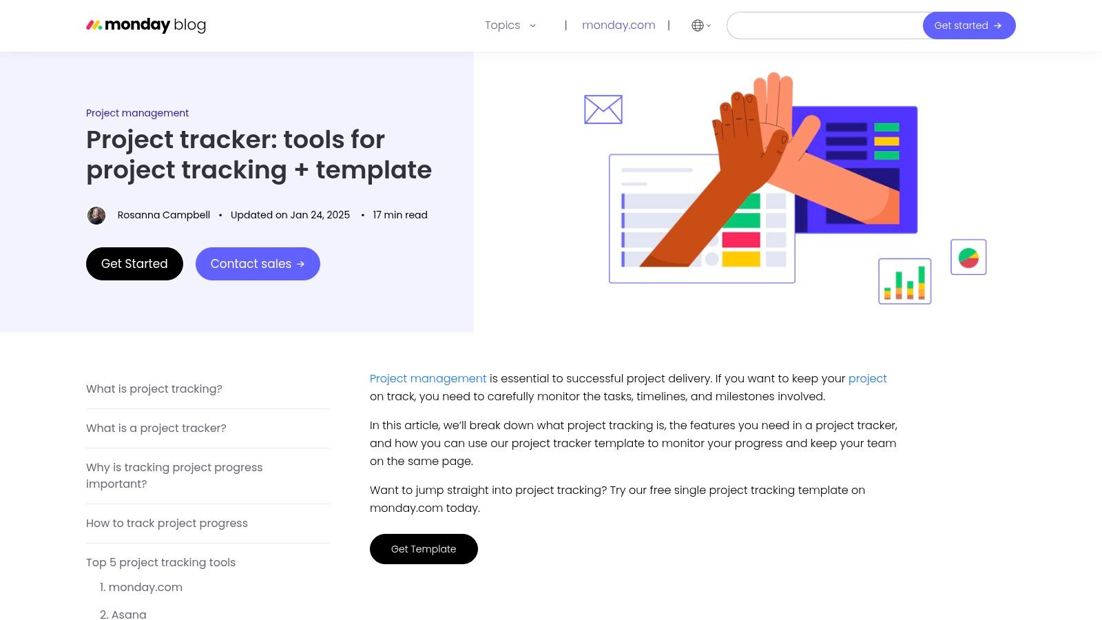 monday.com Template Center (Project Tracker)