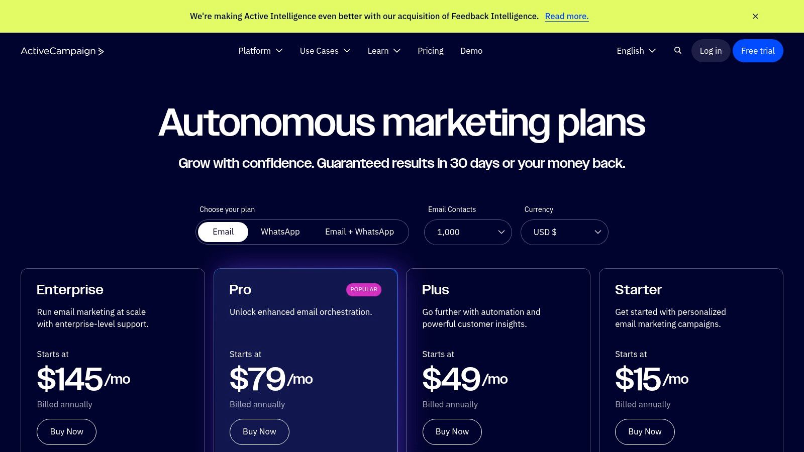 ActiveCampaign Pricing Plans