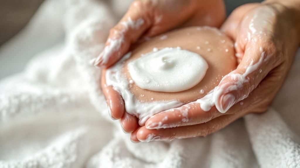 Produtos de skincare de diversas texturas organizados em uma bancada
