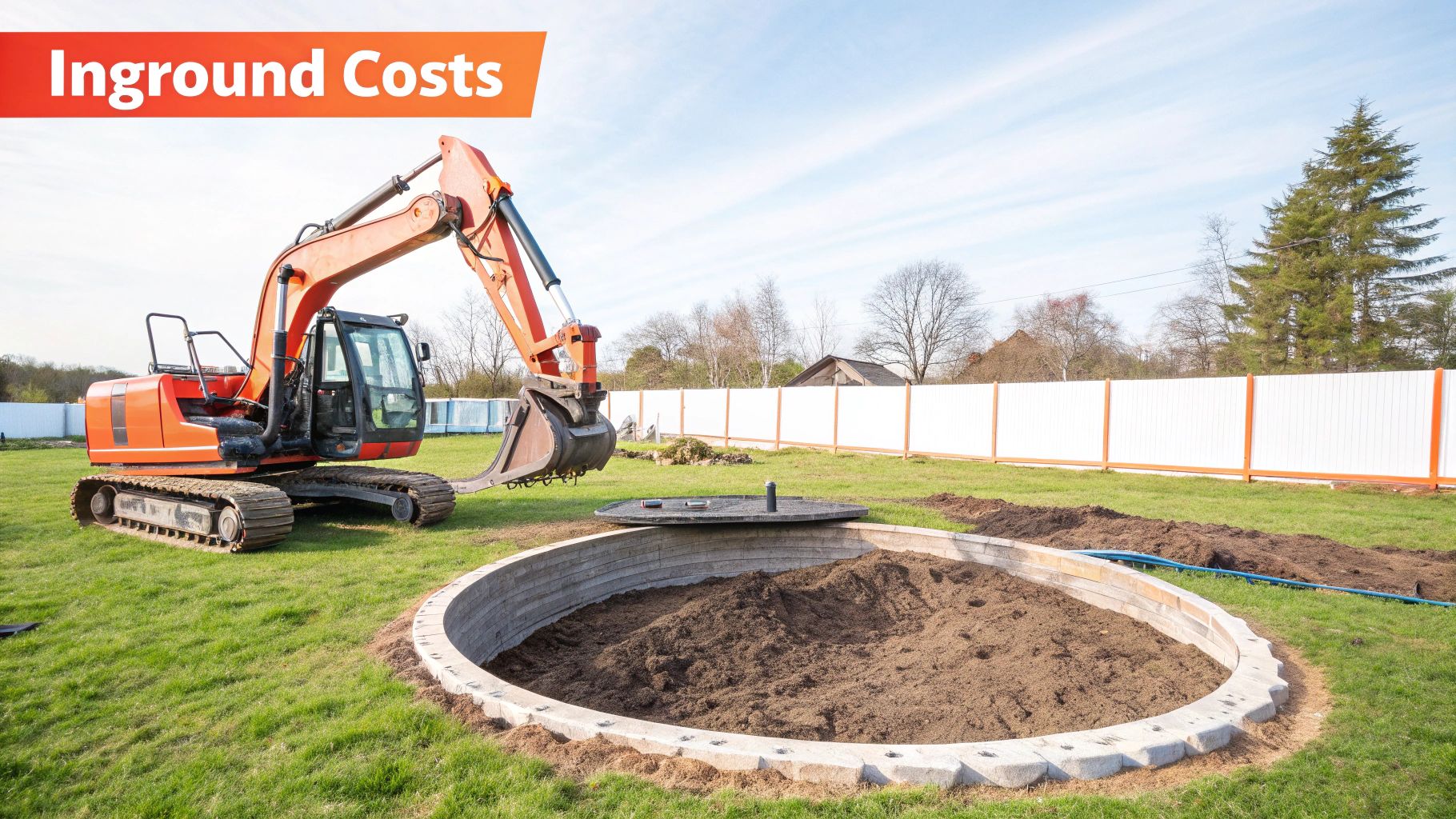 Inground trampoline neatly installed in a backyard lawn