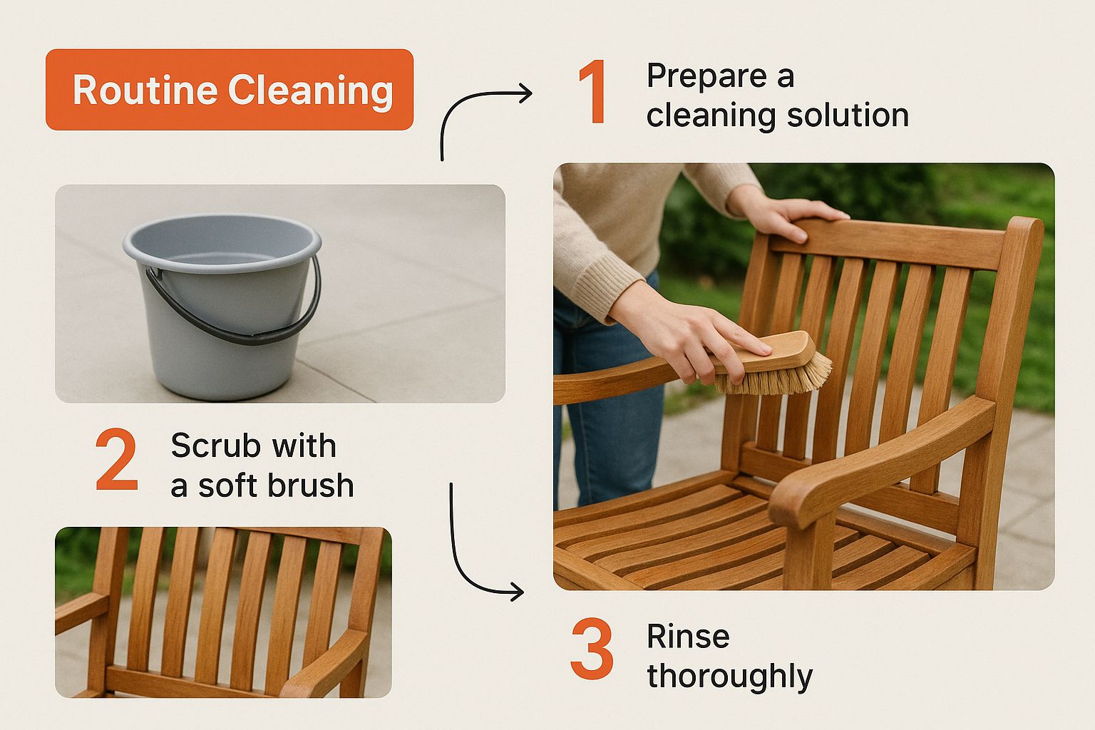 Infographic about care of teak furniture