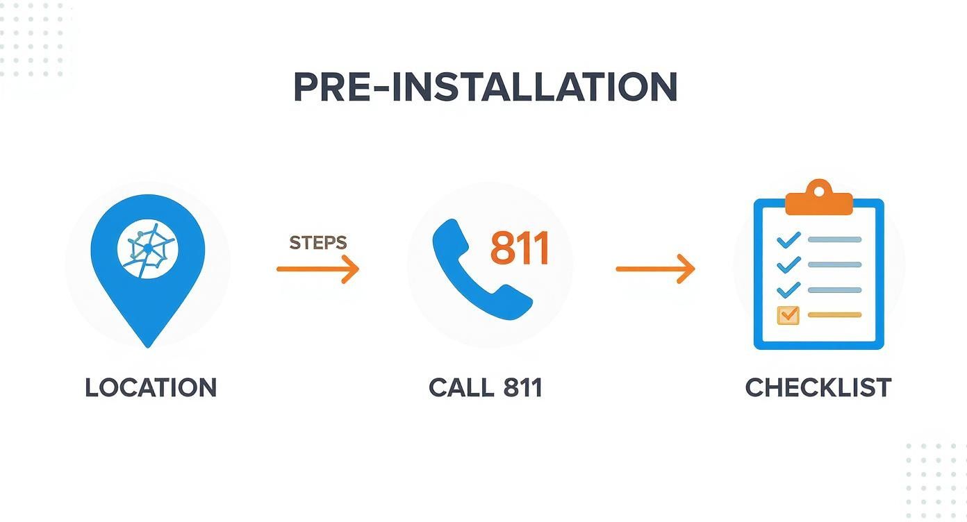 Infographic about how to install an in ground basketball goal