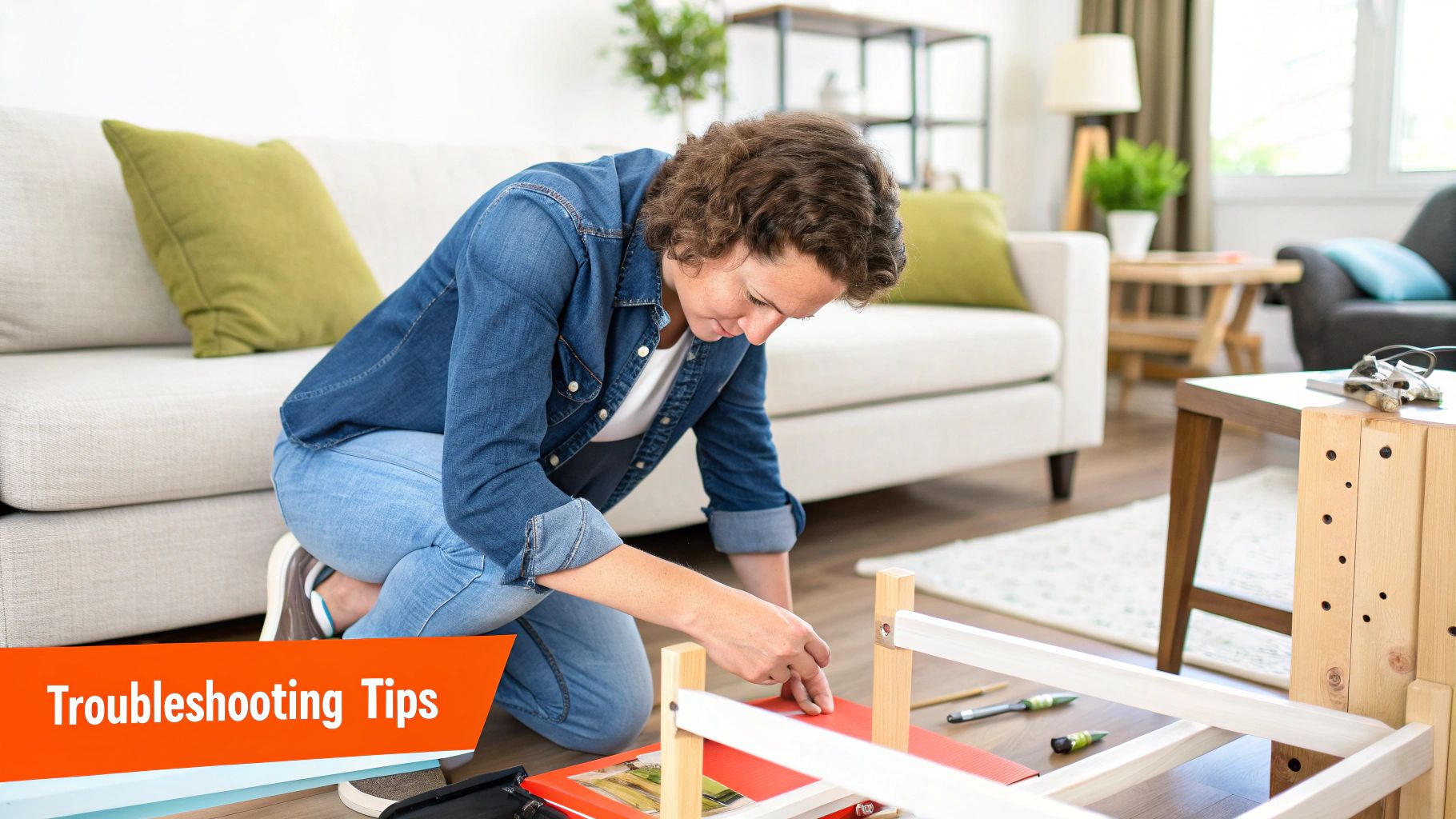 A neat and clear living room space prepared for furniture assembly.