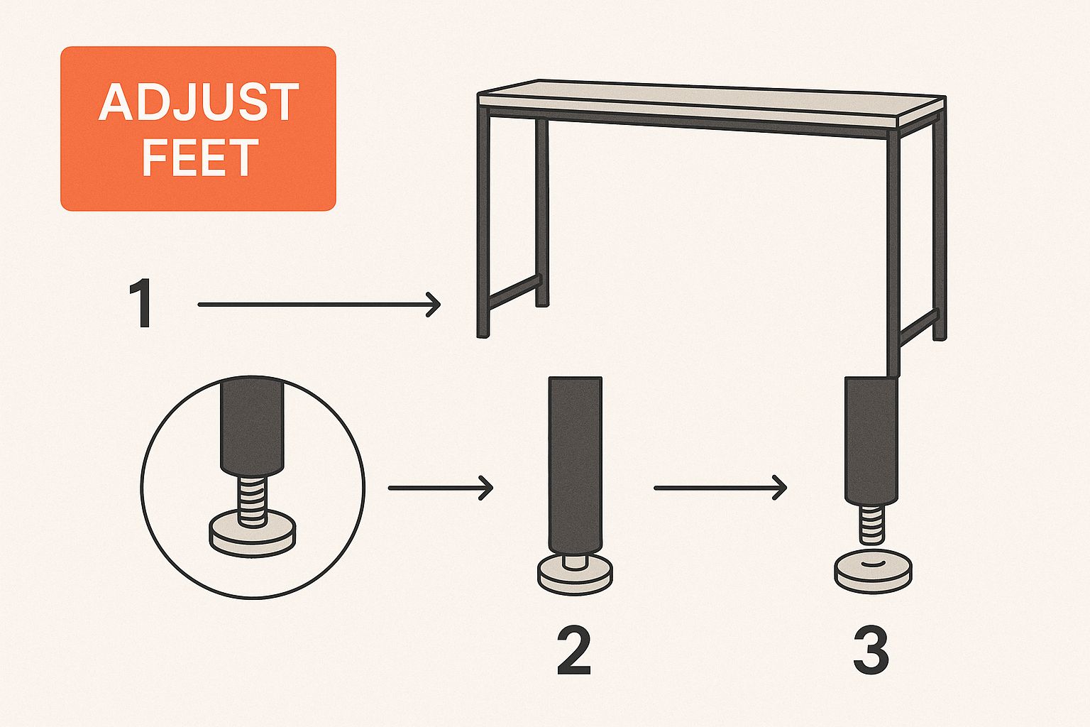 Infographic about how to level furniture on uneven floors