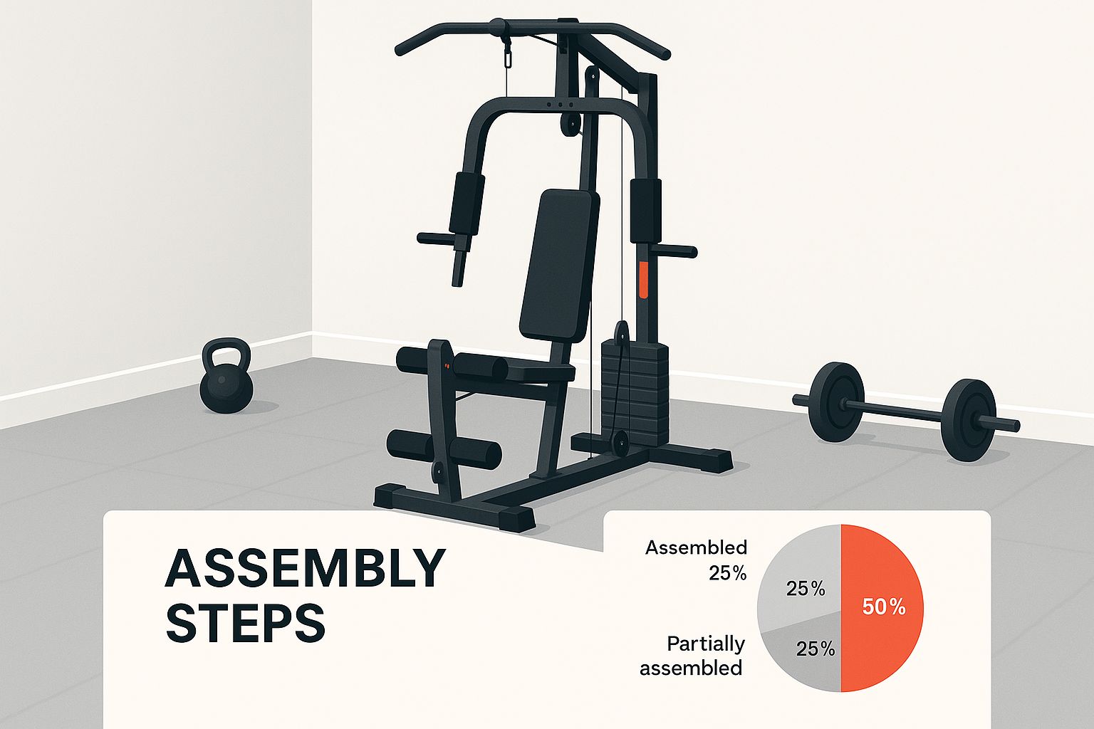 Infographic about assembly fitness equipment