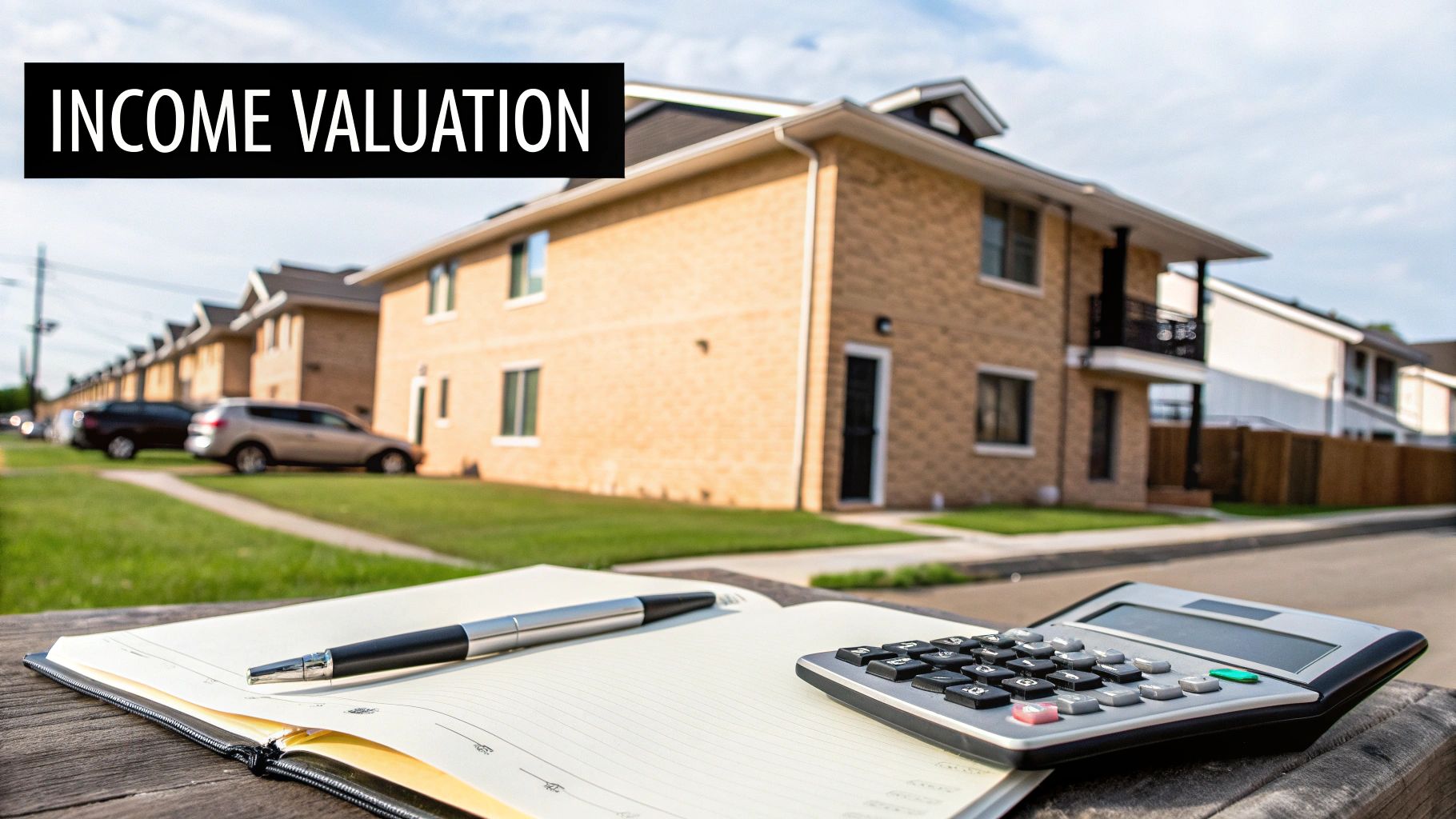 A modern apartment building complex, illustrating an income-generating property.