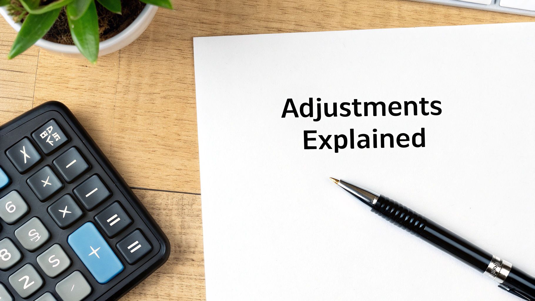 A magnifying glass over a property valuation document, showing detailed adjustments.