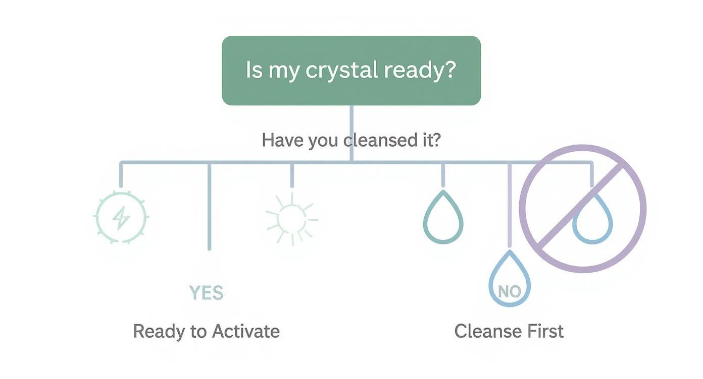 Infographic about how to activate crystals