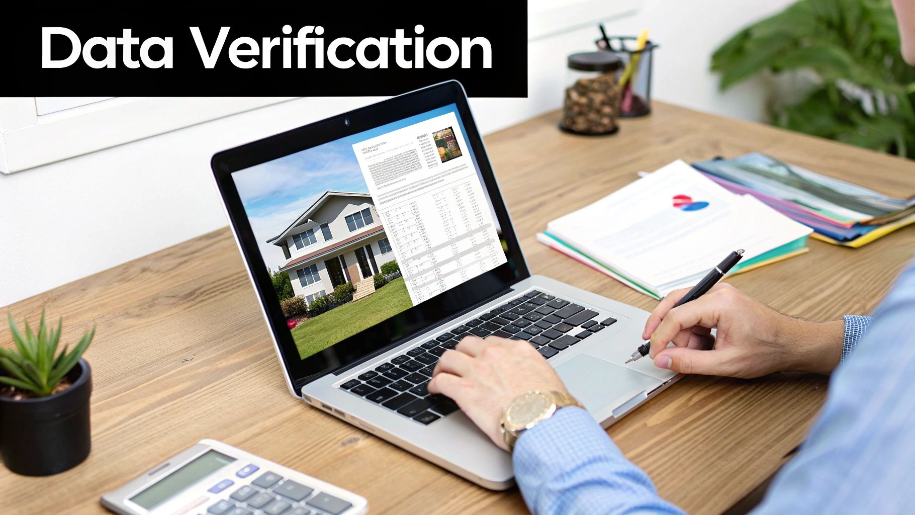 A person working on a laptop with charts and graphs, representing data analysis for real estate.