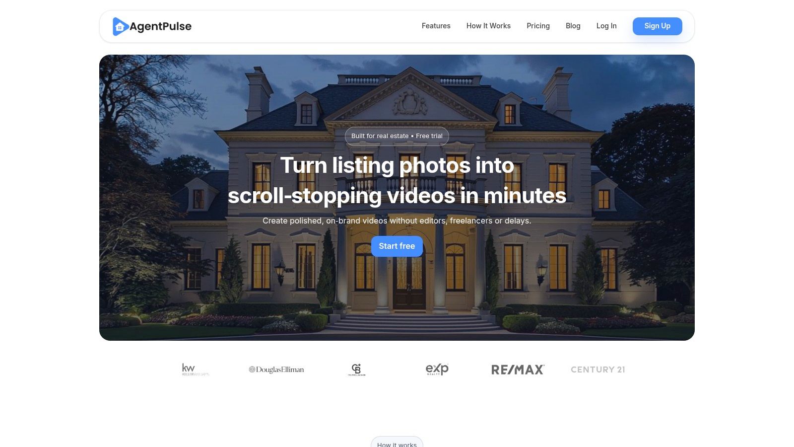 AgentPulse creating a property video from still photos