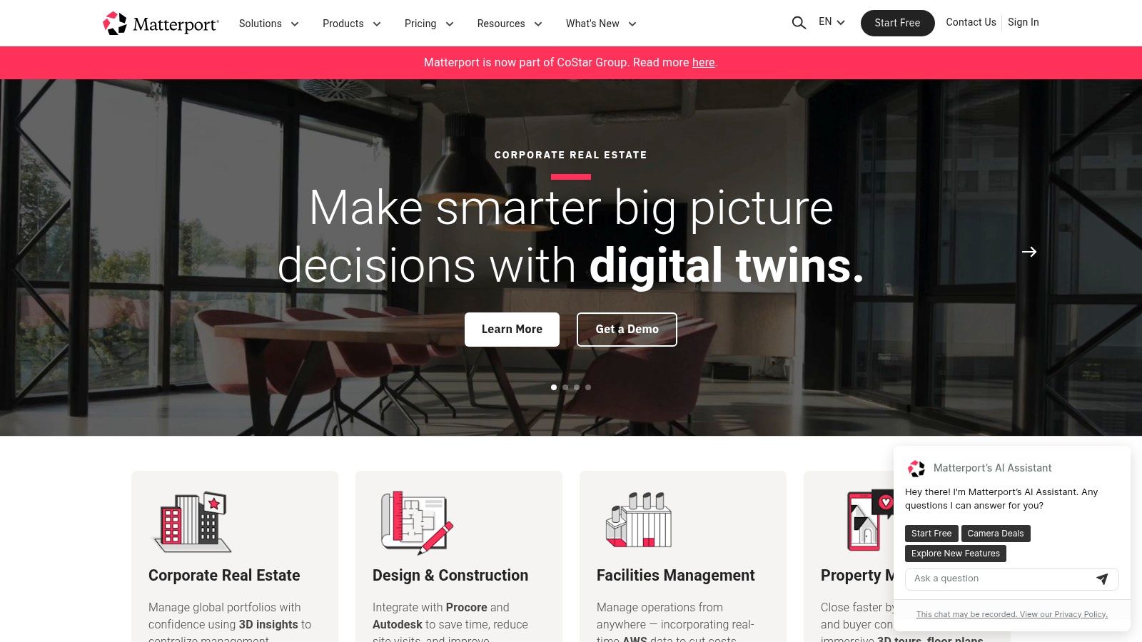 Matterport's digital twin technology for real estate marketing