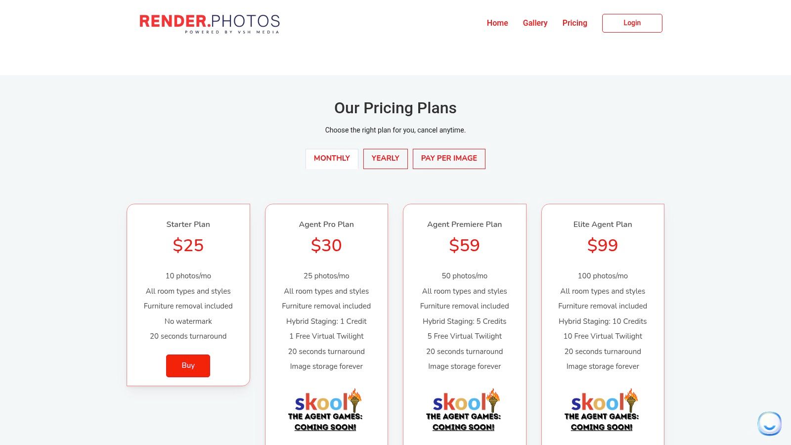 Render Photos pricing plans