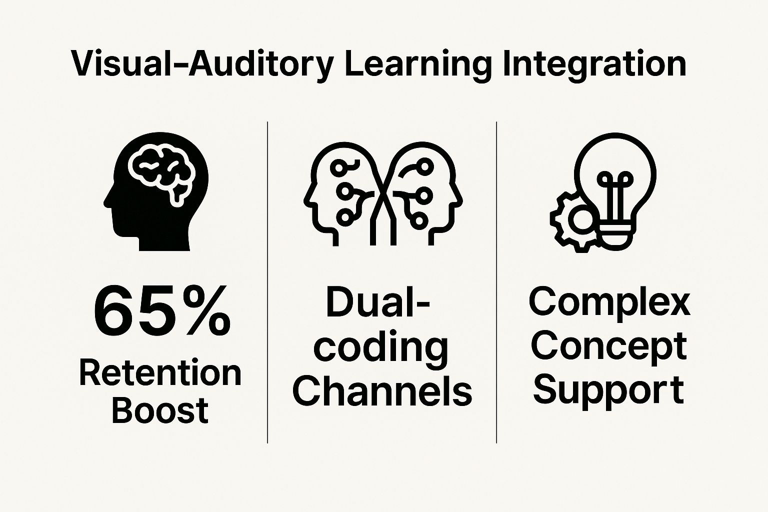Infographic showing key data about Visual-Auditory Learning Integration