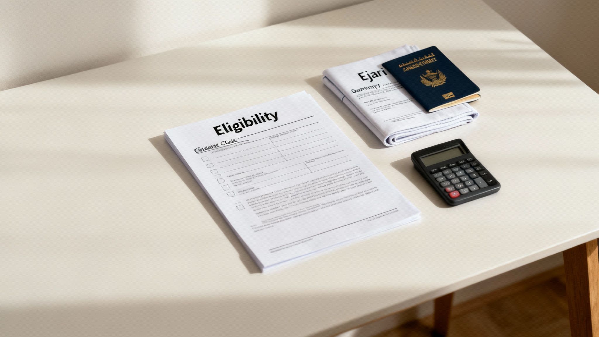 A couple reviewing documents together at a desk, with a laptop showing a checklist.