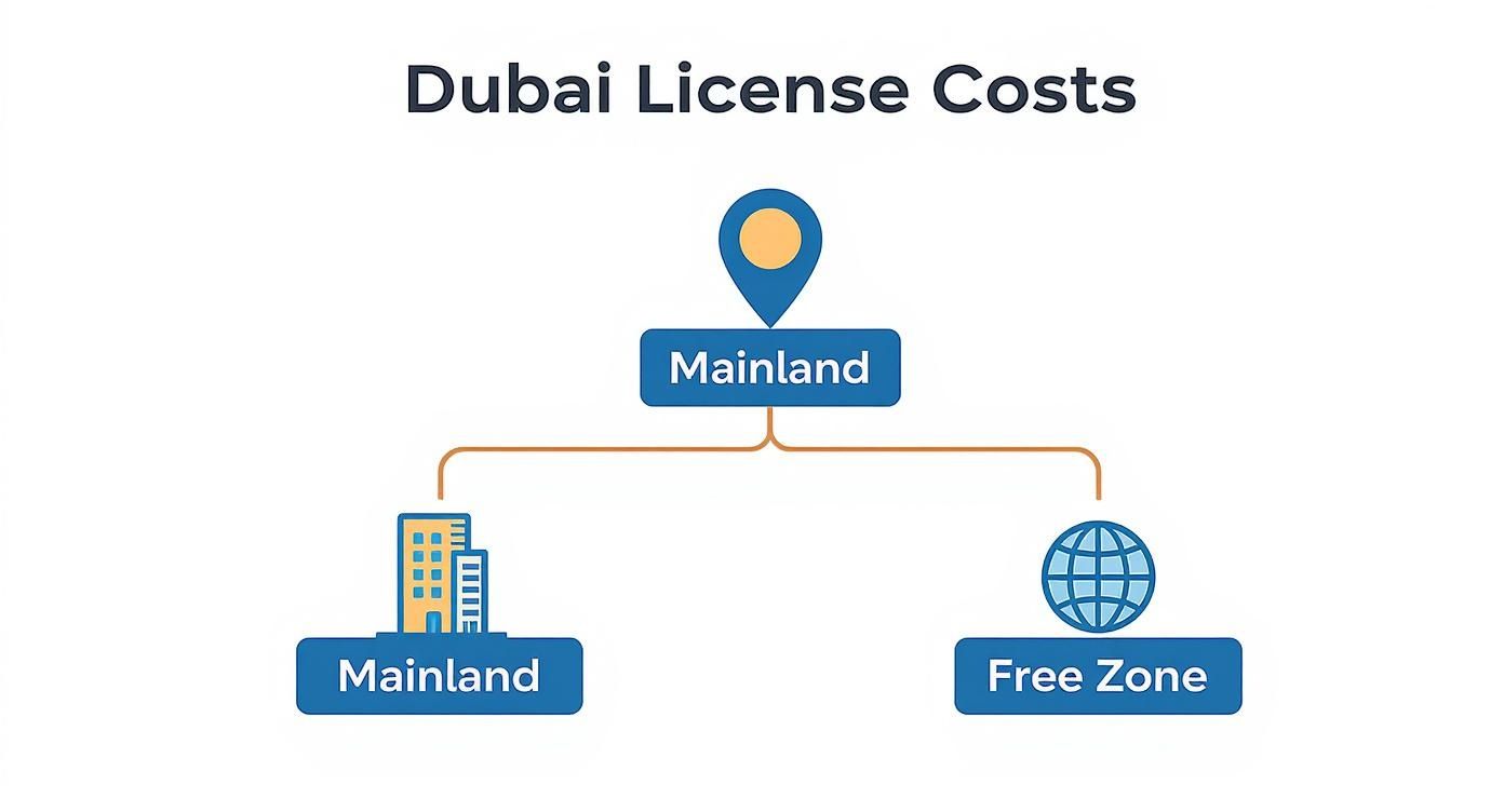 Infographic about trade license cost in dubai