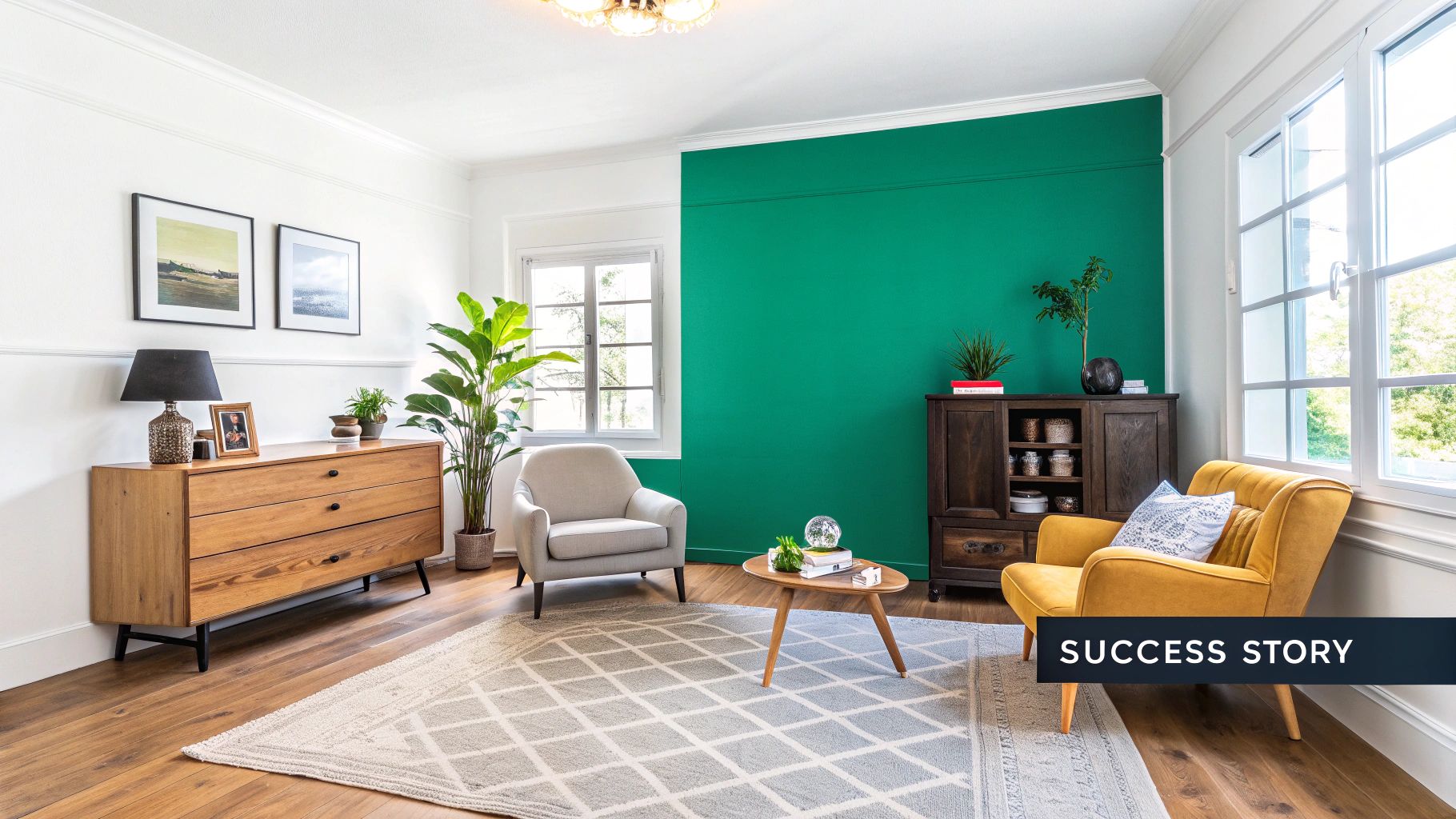 A split-screen image showing an unstaged living room versus a professionally staged and photographed living room, highlighting the impact of quality visuals.