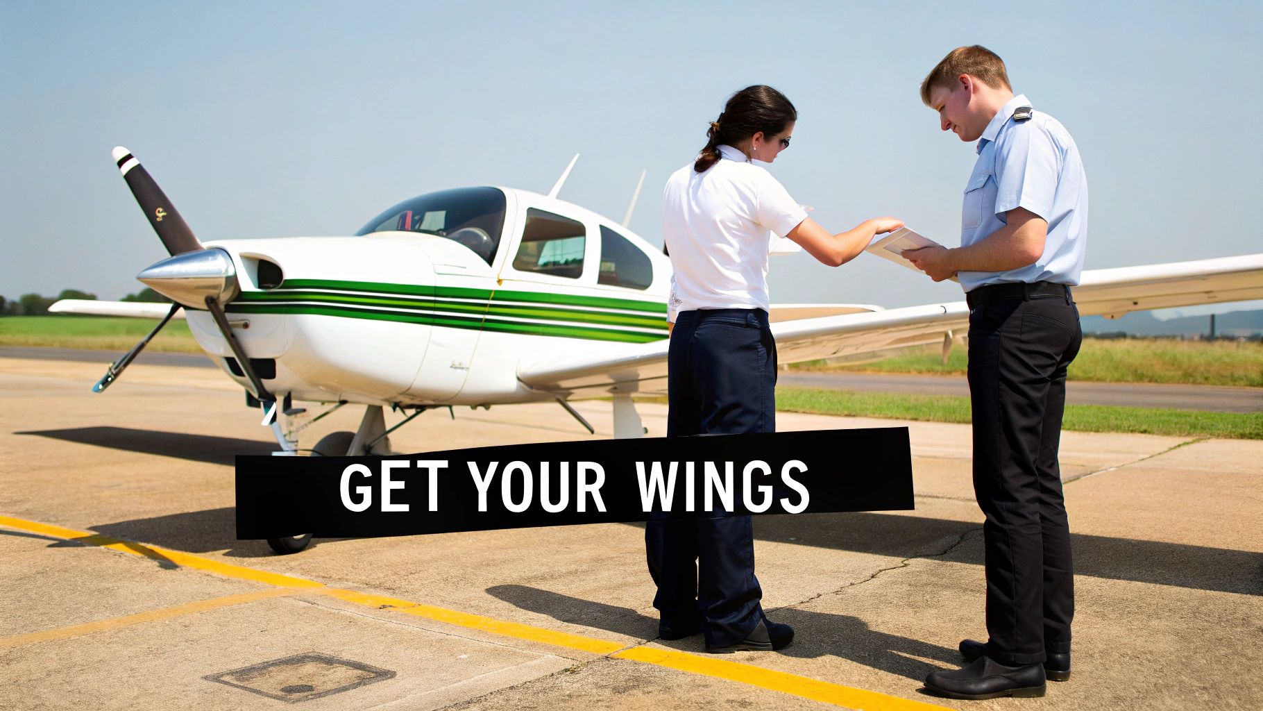 How to Become Commercial Pilot: A Guide for Aspiring Student Pilots 3 A student pilot and instructor in the cockpit of a helicopter, preparing for a flight.