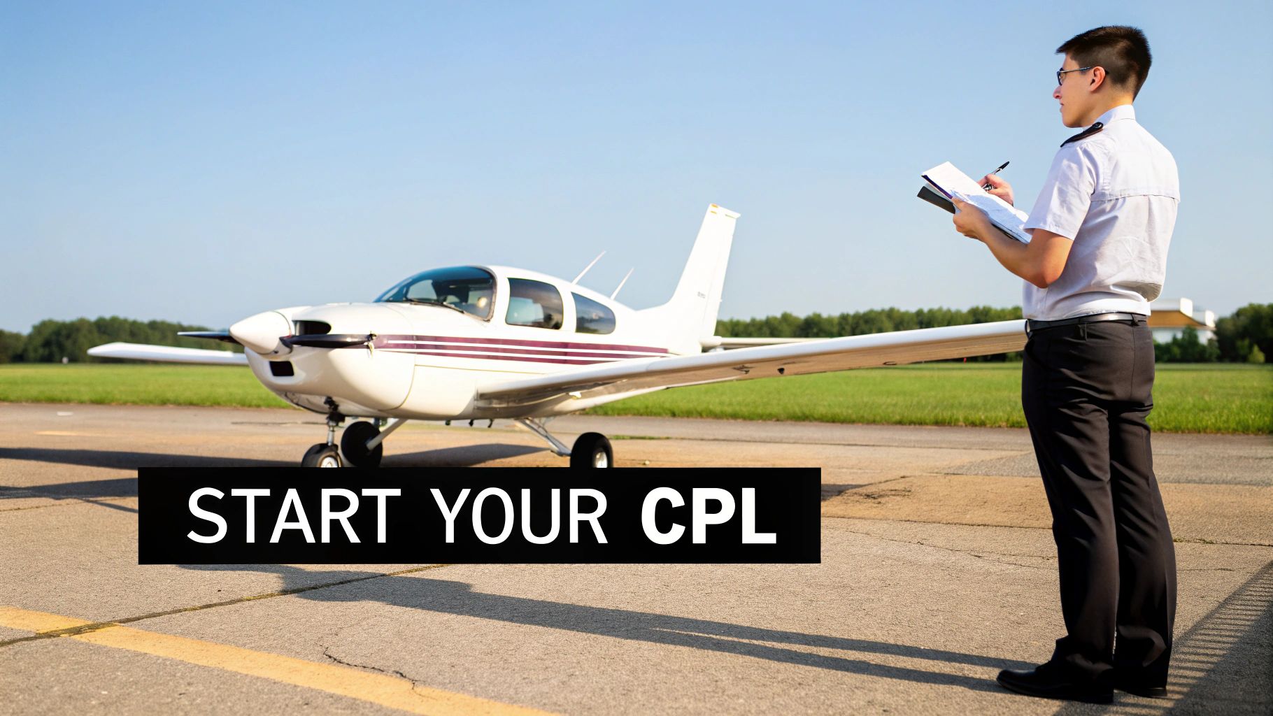 Commercial Pilot License Requirements Explained 3 A pilot reviewing pre-flight checklists in a cockpit.