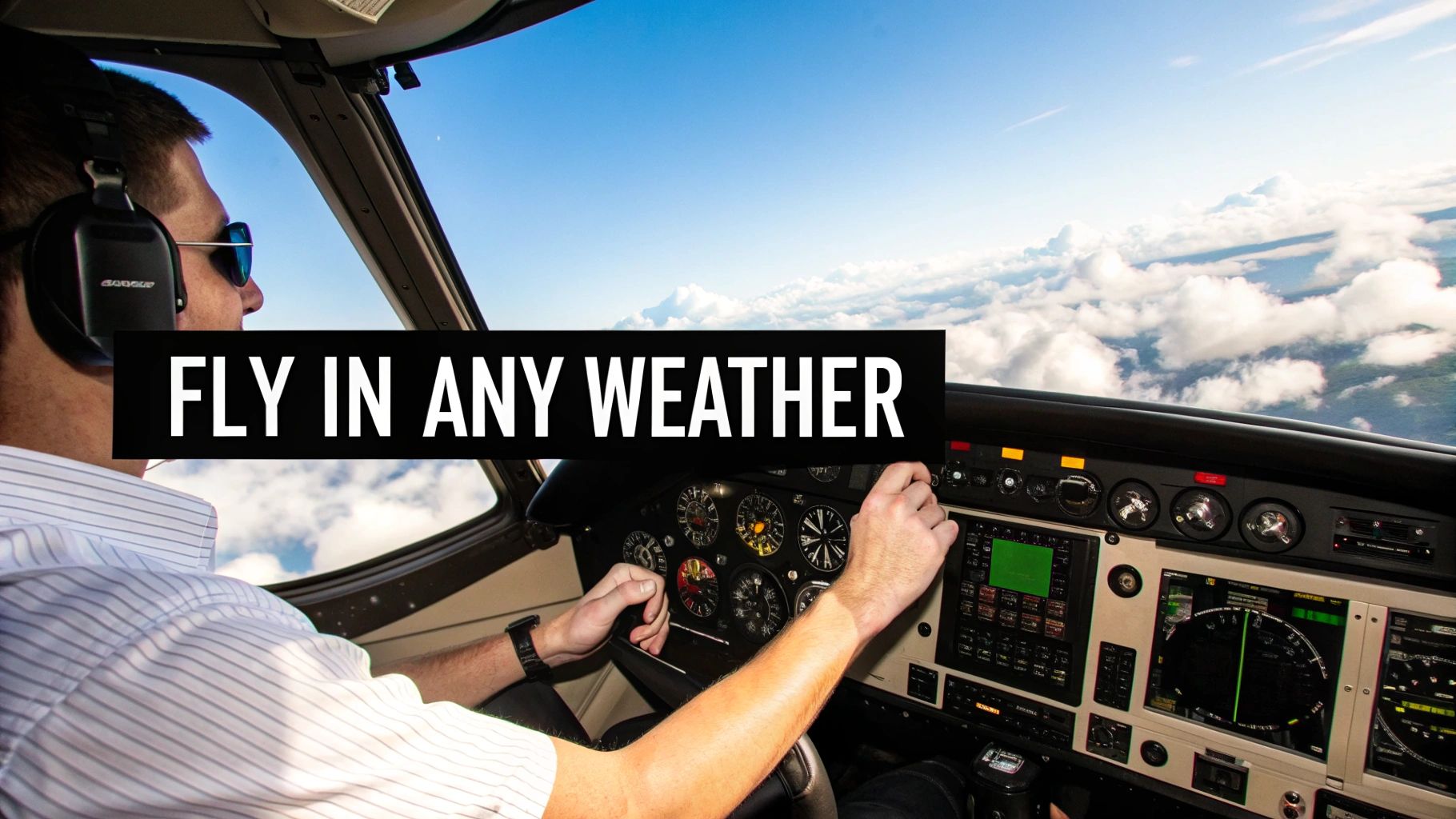 Your Guide to the Instrument Rating Course 2 A pilot navigating a complex cockpit dashboard during a flight