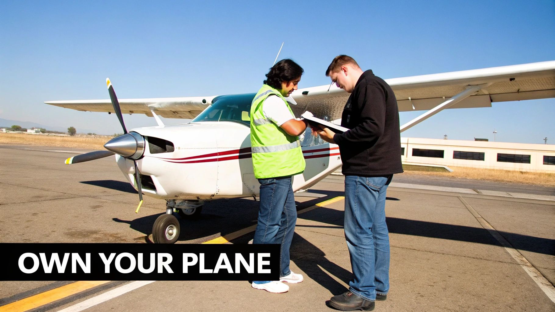 How to Become a Private Pilot License Holder 5 A small airplane parked on an airfield with the sun setting in the background.