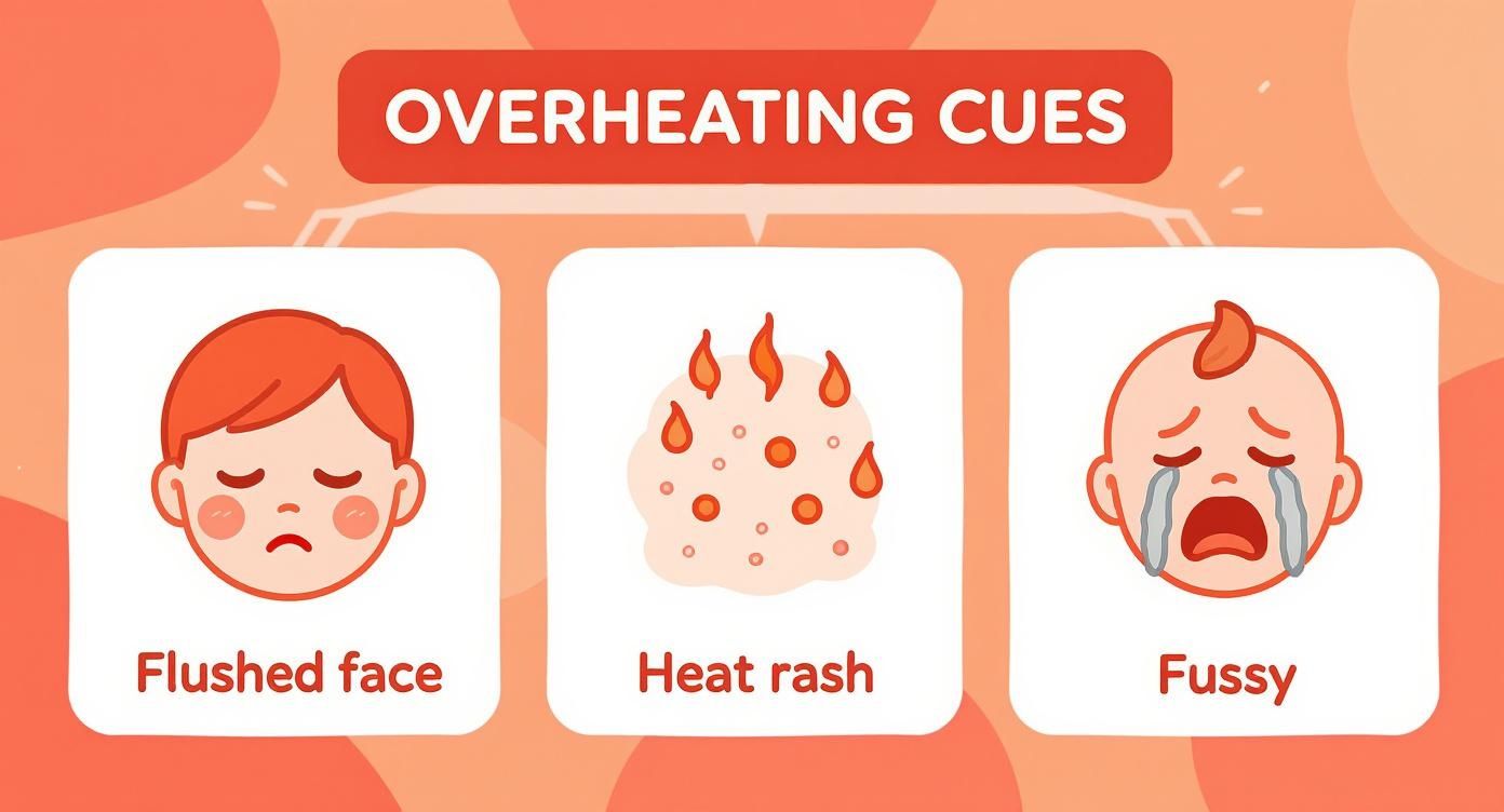 Infographic about how to tell if baby is too hot