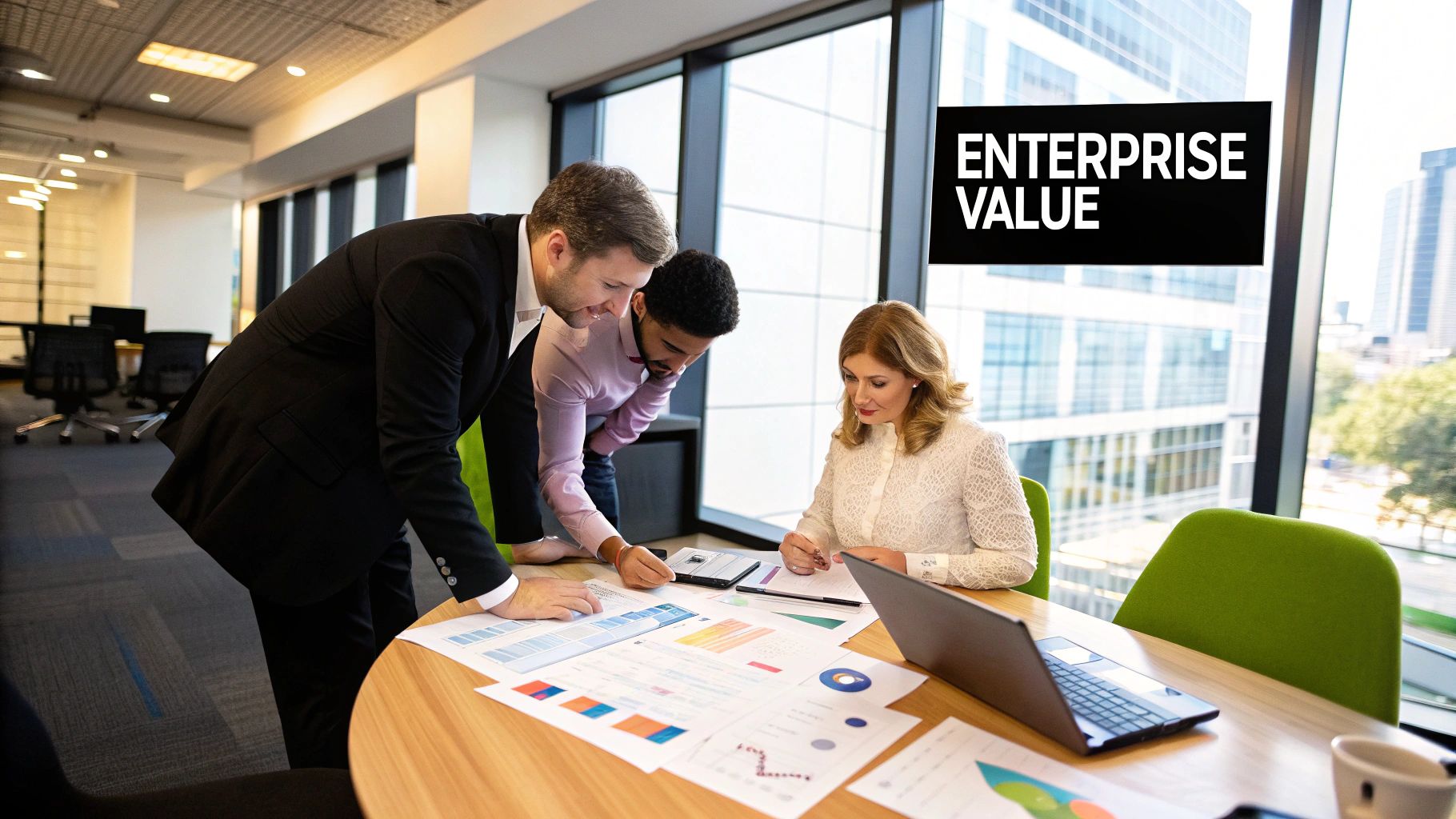 Enterprise Value Definition. Enterprise Value is the total economic value of everything the buyer agrees to provide in exchange for your business, no matter how it’s structured.