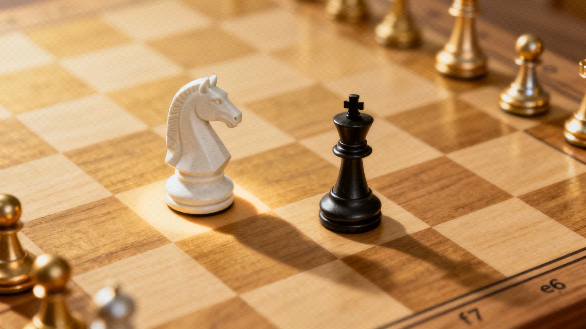 A chess board showing a tactical position from the Italian Opening