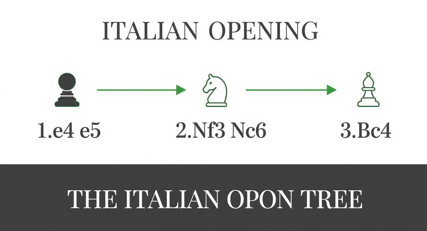 Infographic about italian opening chess