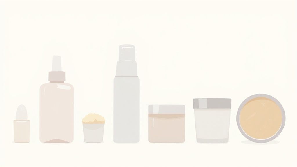 Eco-friendly makeup products in sustainable packaging on a clean background