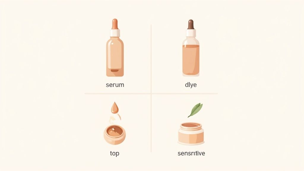 Woman with combination skin applying foundation with a brush