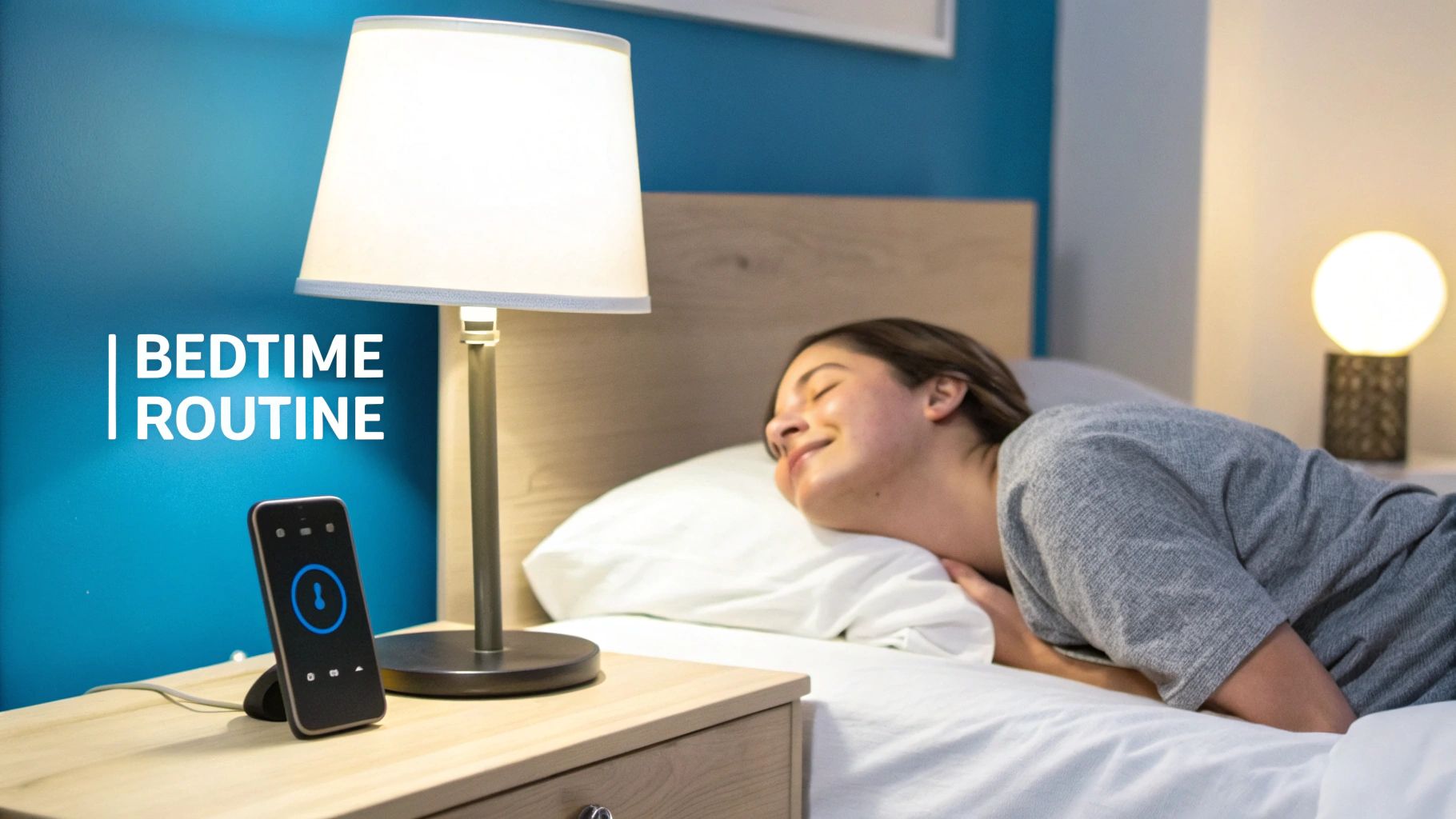 A person meditating peacefully by a window in a softly lit room.