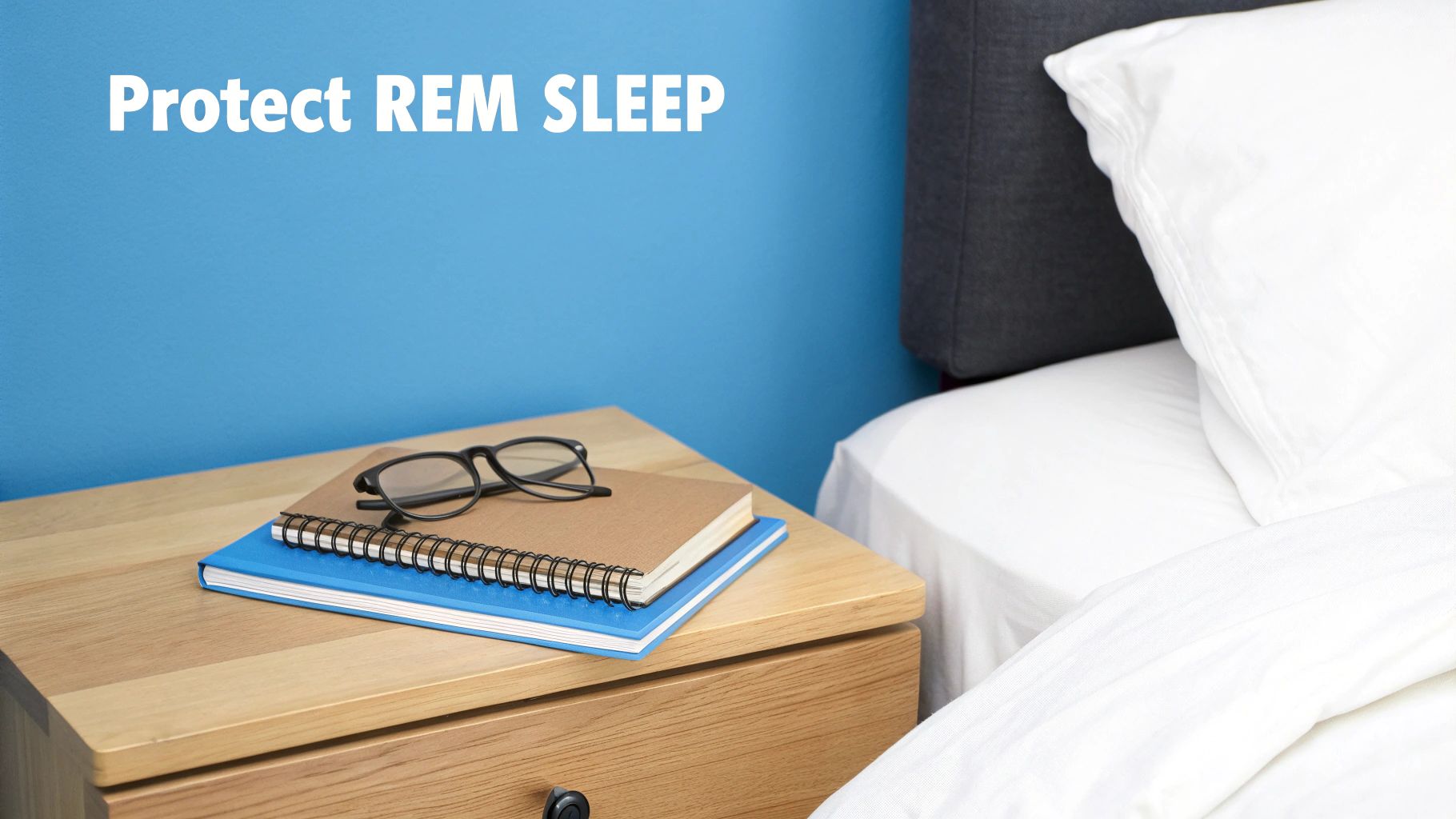 Person sleeping peacefully in a well-lit bedroom