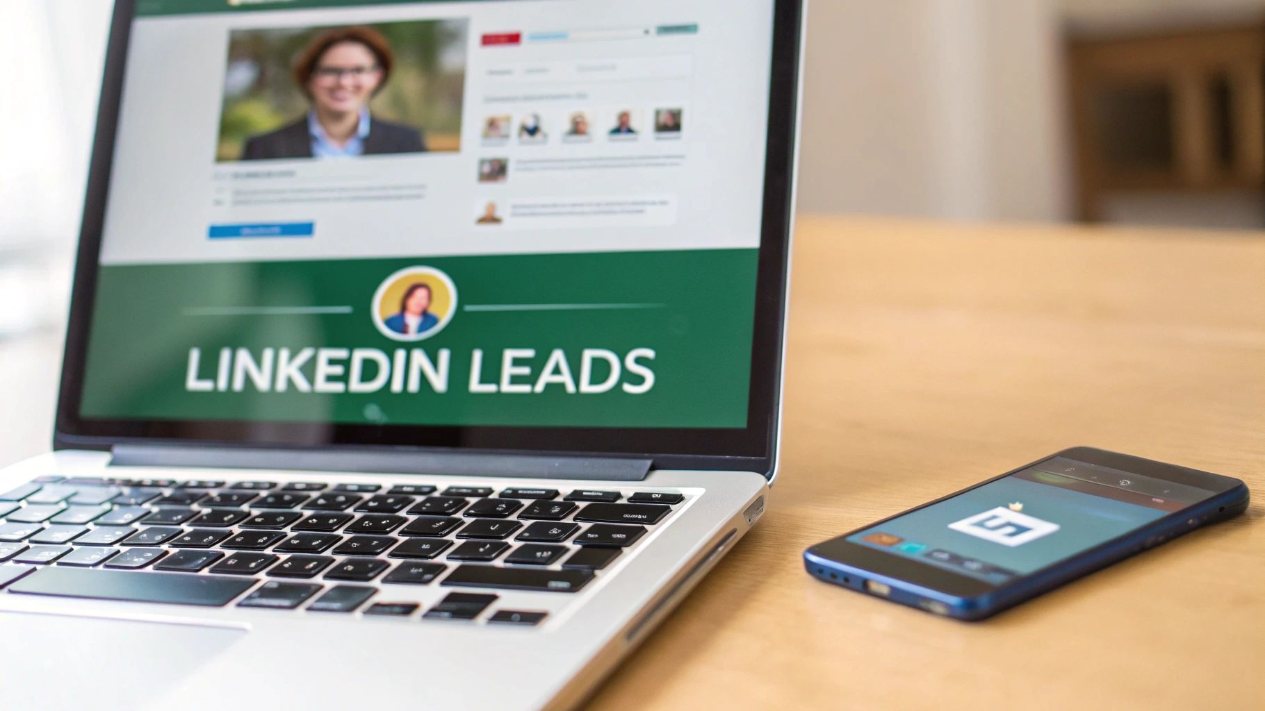 A professional interacting with their network on a laptop, symbolizing LinkedIn's power for B2B lead generation.