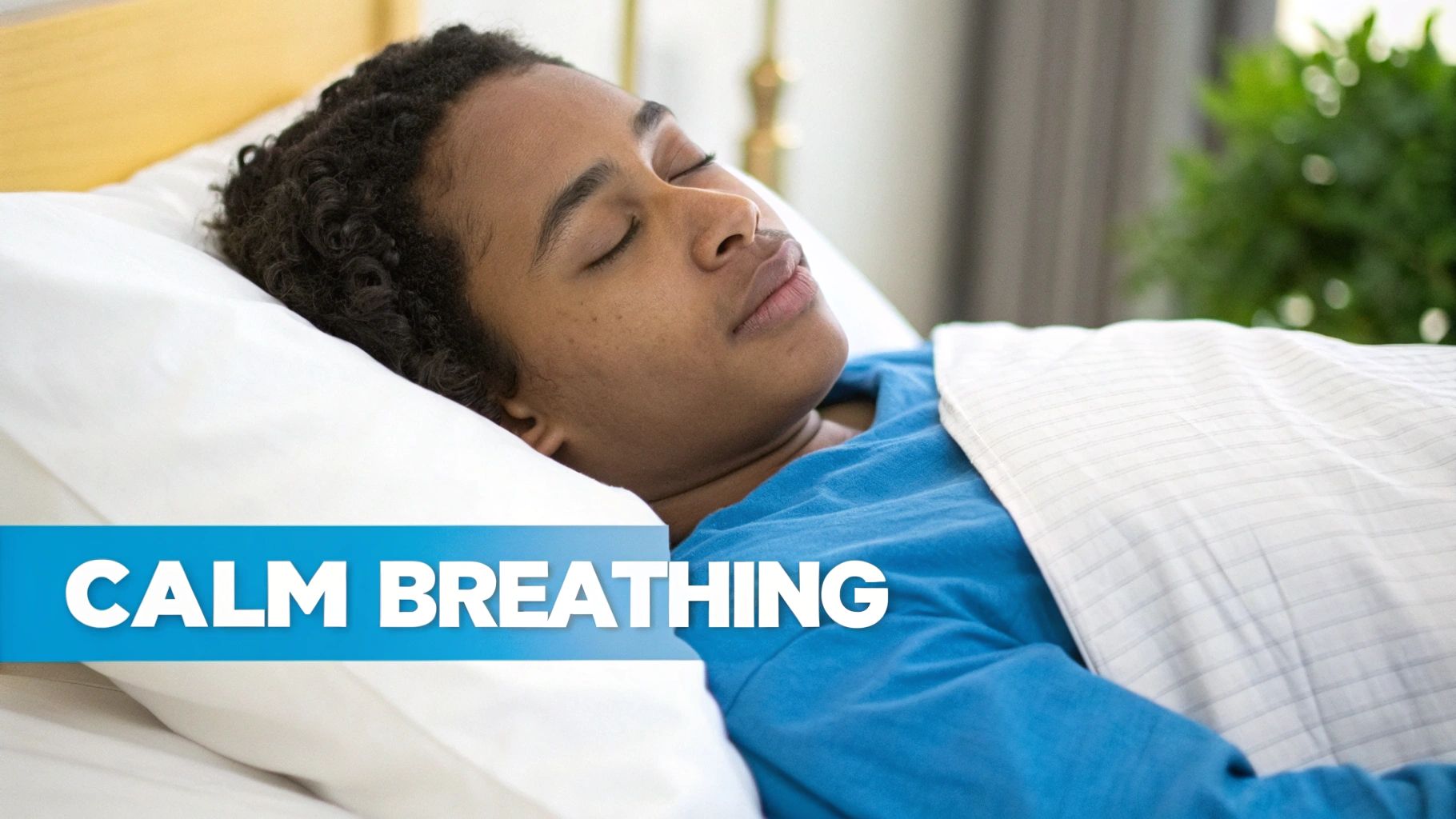 A person meditating in bed to relax before sleep.
