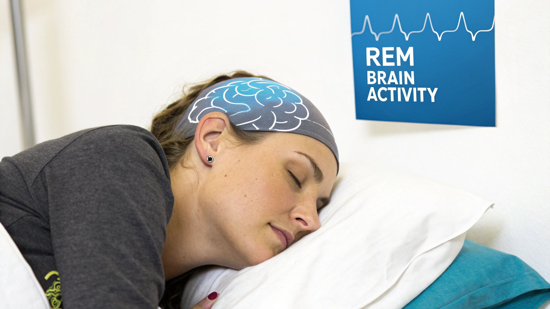 A stylized image showing active brain waves during sleep