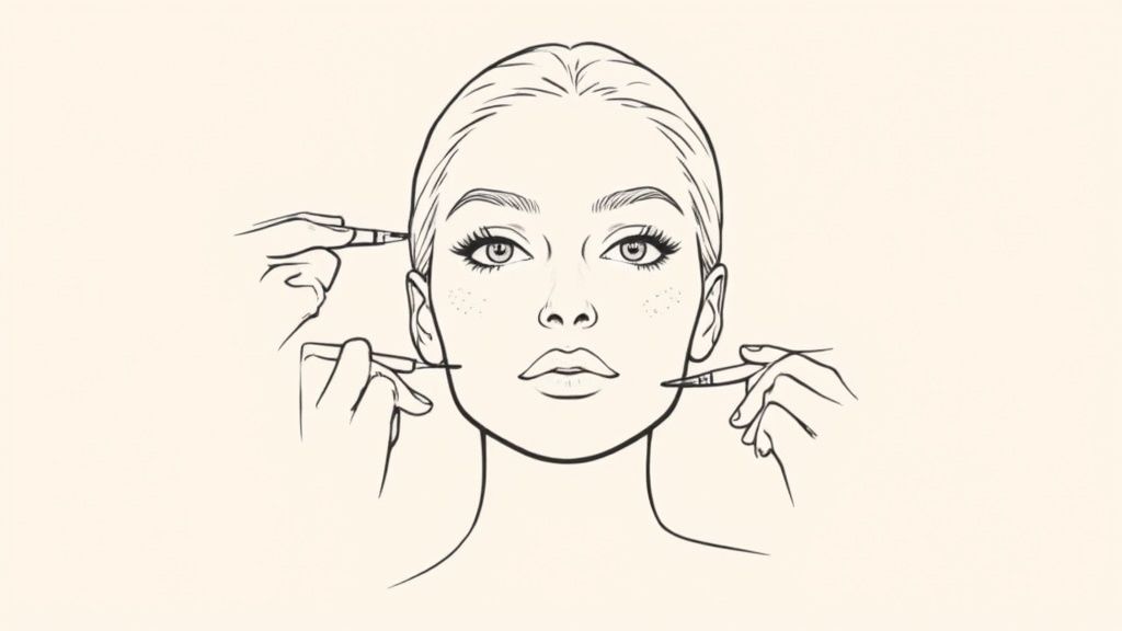 Woman blending makeup under her eye with her finger