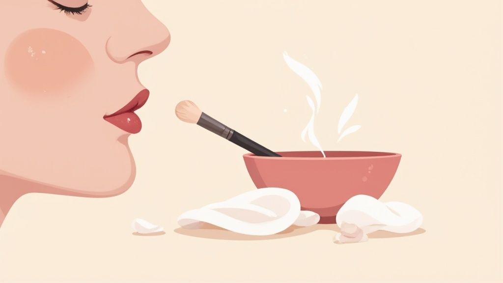 A person gently washing their face with a soft cloth, demonstrating gentle makeup removal.
