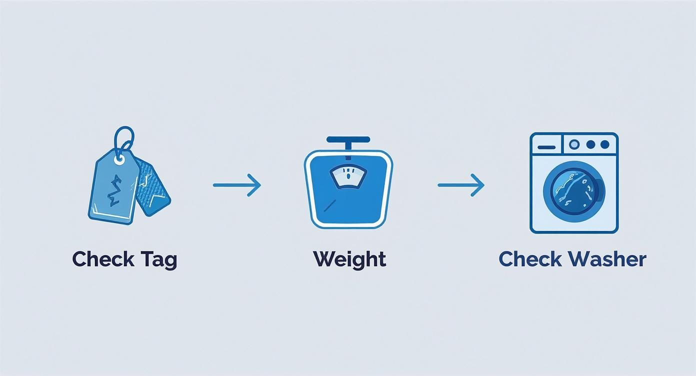 Infographic about weighted blanket washing instructions