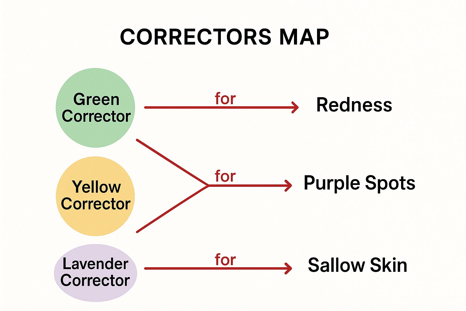 Infographic about color correcting makeup guide