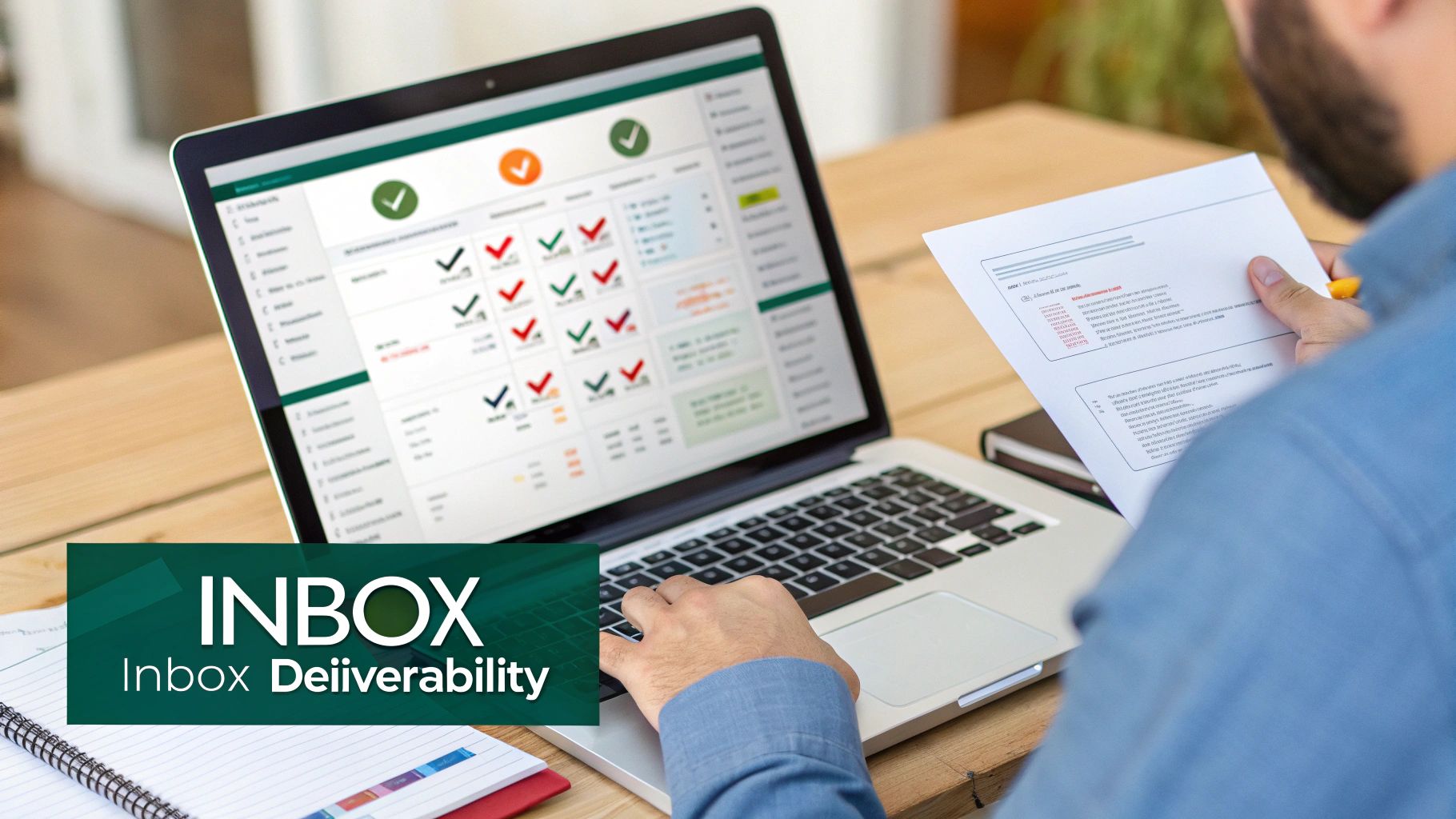 An open envelope with an arrow pointing upwards, symbolizing high deliverability and response rates for an email campaign.