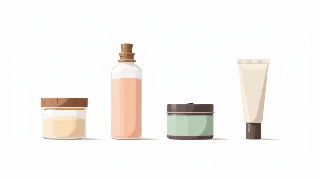 Woman holding a cosmetic product with eco-friendly packaging