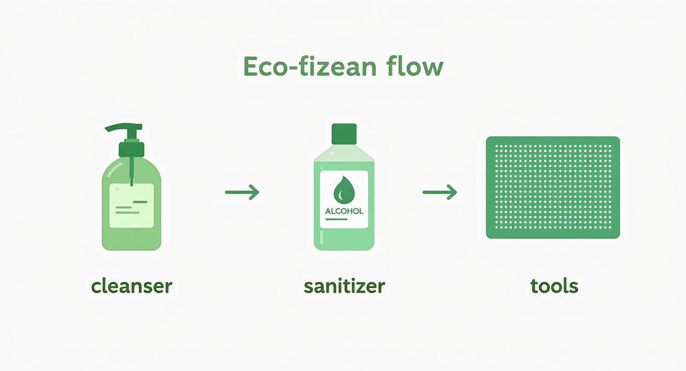 Infographic about how to sanitize makeup brushes