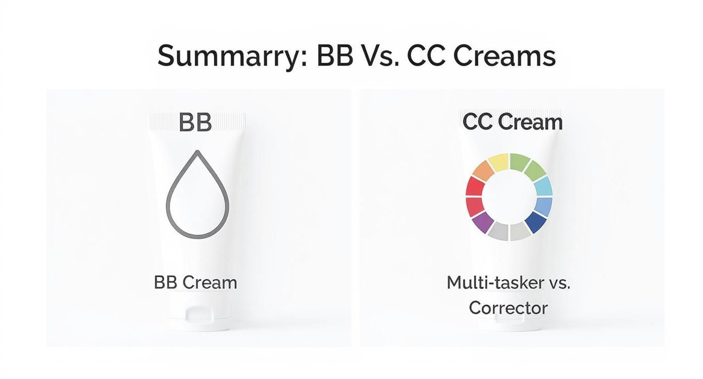 Infographic about difference between bb cream and cc cream
