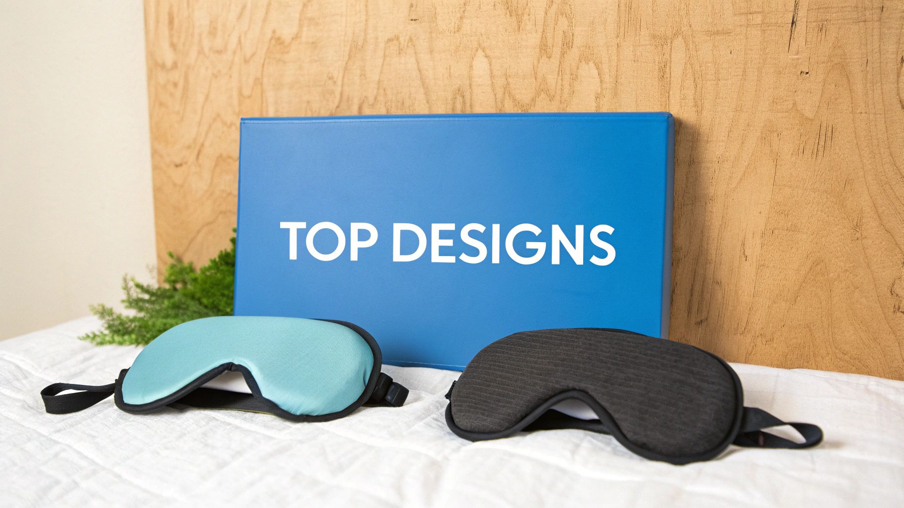 A person wearing a sleep mask while sleeping on their side