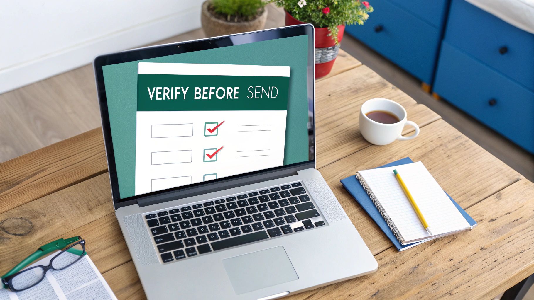 A digital shield icon hovering over an email inbox, symbolizing protection and verification.