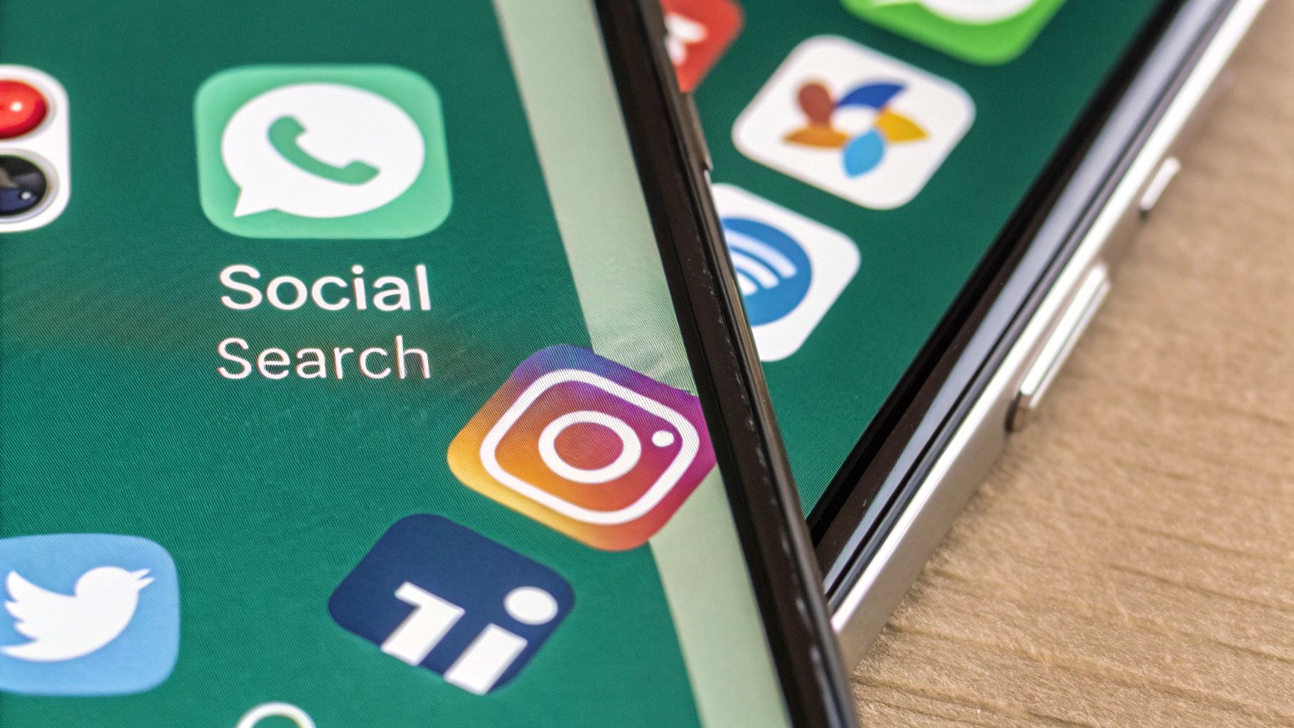 Professional looking at social media profiles on a laptop