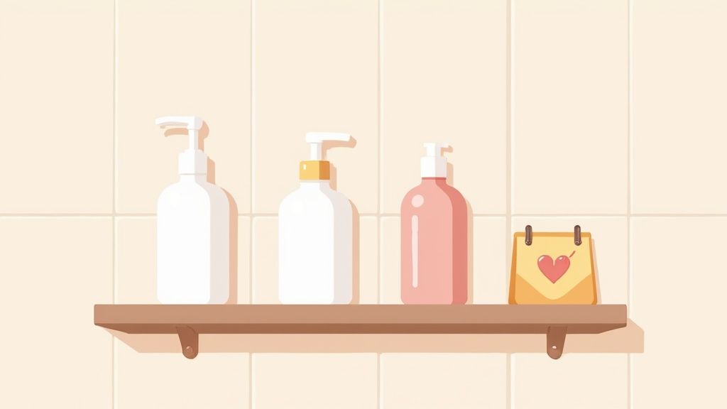 Woman applying eco-friendly beauty product in a sunlit bathroom